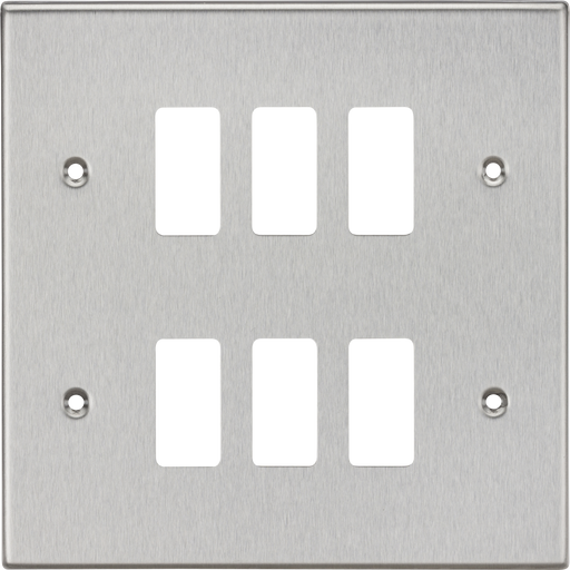 Knightsbridge GDCS6BC 6G Grid Faceplate - Square Edge Brushed Chrome ML Knightsbridge - Sparks Warehouse