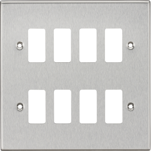 Knightsbridge GDCS8BC 8G Grid Faceplate - Square Edge Brushed Chrome ML Knightsbridge - Sparks Warehouse