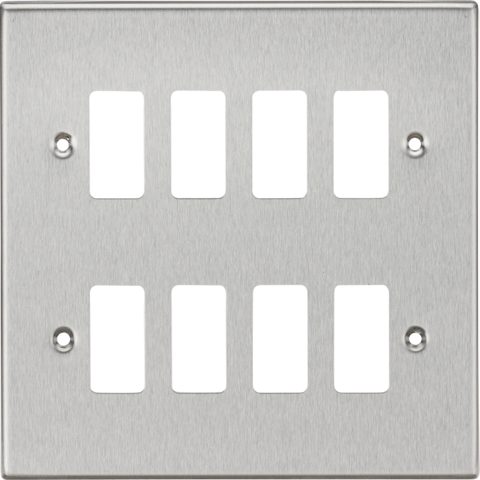 Knightsbridge GDCS8BC 8G Grid Faceplate - Square Edge Brushed Chrome ML Knightsbridge - Sparks Warehouse