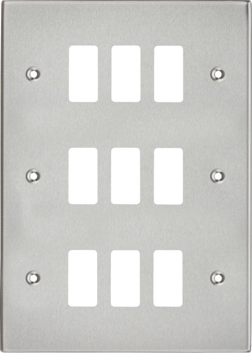Knightsbridge GDCS9BC 9G Grid Faceplate - Square Edge Brushed Chrome ML Knightsbridge - Sparks Warehouse