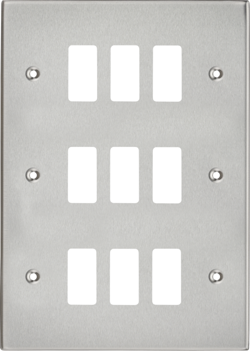 Knightsbridge GDCS9BC 9G Grid Faceplate - Square Edge Brushed Chrome ML Knightsbridge - Sparks Warehouse