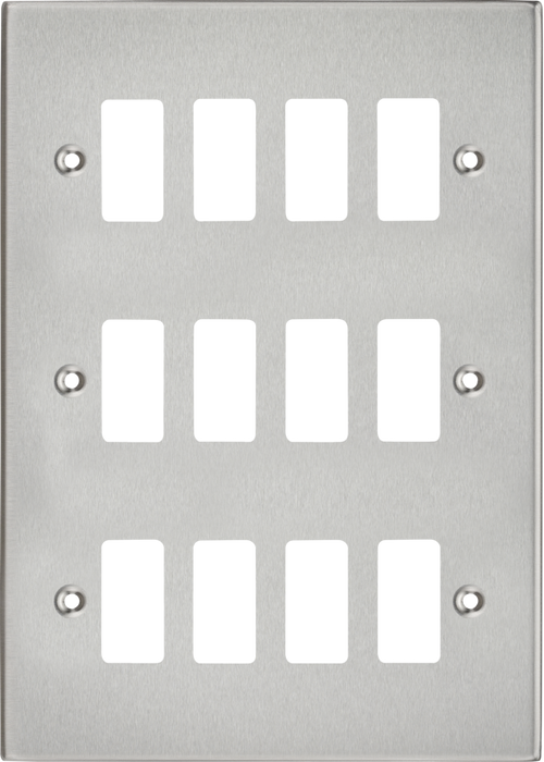 Knightsbridge GDCS12BC 12G Grid Faceplate - Square Edge Brushed Chrome ML Knightsbridge - Sparks Warehouse