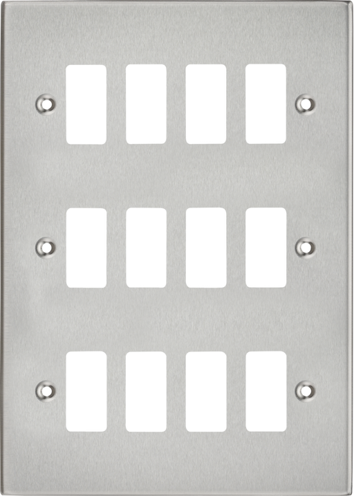 Knightsbridge GDCS12BC 12G Grid Faceplate - Square Edge Brushed Chrome ML Knightsbridge - Sparks Warehouse