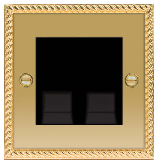 BG Nexus GEO BRASS -  Telephone Socket, Slave 2 GANG, Screw Connection - BG - sparks-warehouse