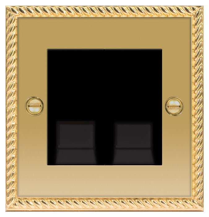 BG Nexus GEO BRASS -  Telephone Socket, Slave 2 GANG, Screw Connection - BG - sparks-warehouse