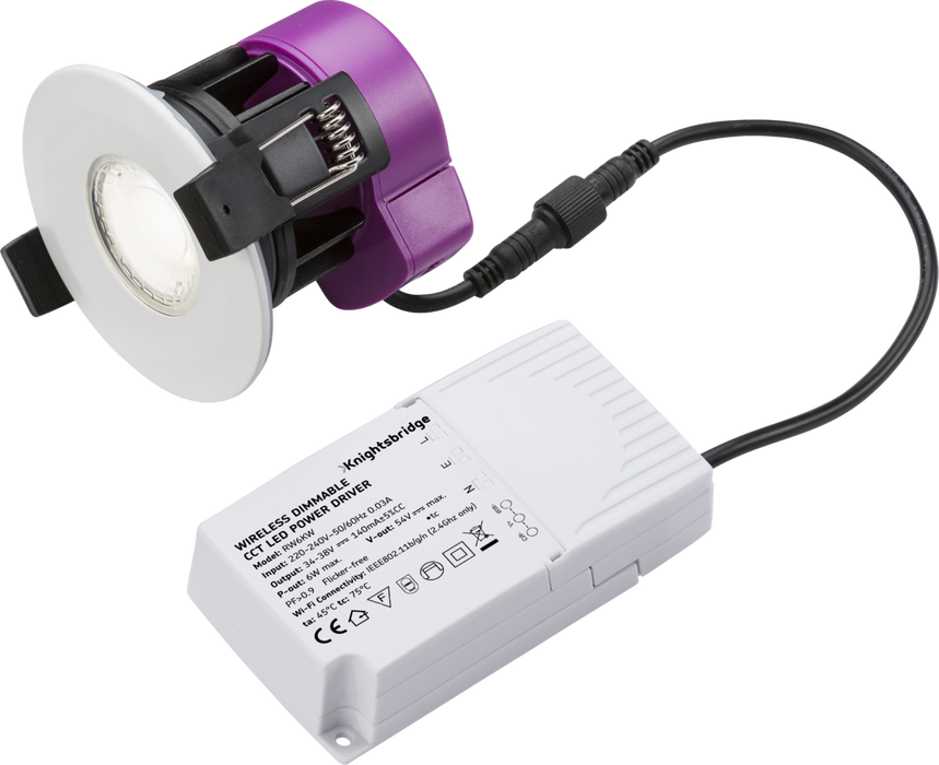 Knightsbridge RW6KW 230V IP65 6W Fire-rated LED CCT WiFi Smart Downlight Recessed Spot light Knightsbridge - Sparks Warehouse