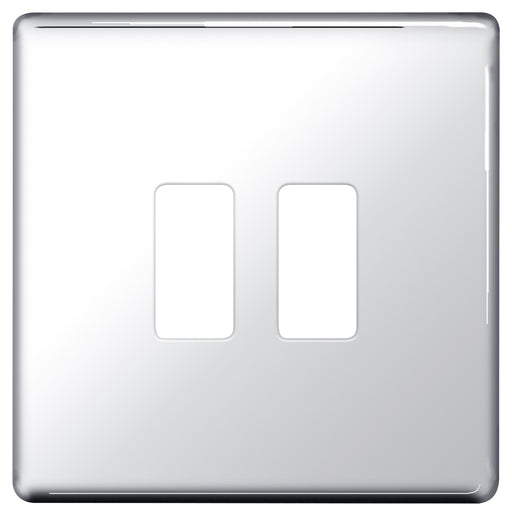 BG Nexus GFPC2 Grid Chrome SCREWLESS 2 Gang Front Plate - BG - sparks-warehouse