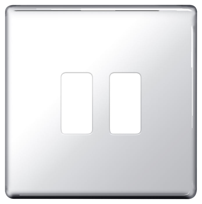 BG Nexus GFPC2 Grid Chrome SCREWLESS 2 Gang Front Plate - BG - sparks-warehouse
