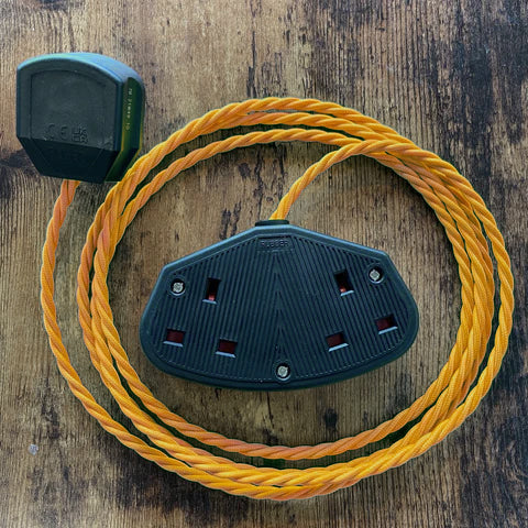 Coloured Fabric Decorative Extension Lead - Twisted Flex - Black Plug & Socket