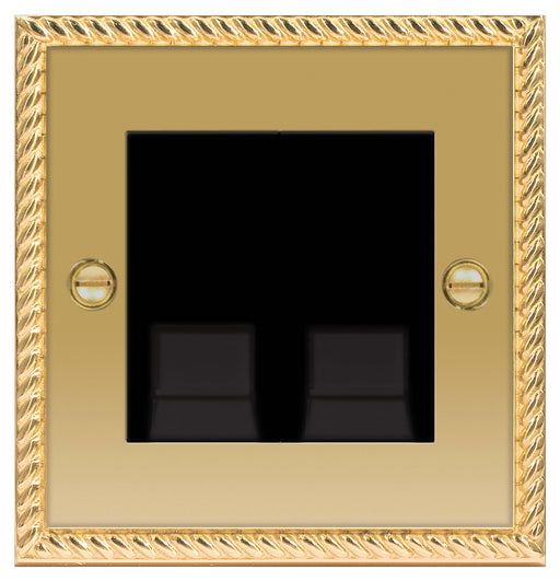 BG Nexus GEO BRASS -  RJ11 Telephone Socket 2 GANG - BG - sparks-warehouse