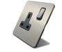 Caradok 1 Gang 13A Screwless Brushed Steel Plug Socket Caradok - Screwless Brushed Steel Caradok - Sparks Warehouse