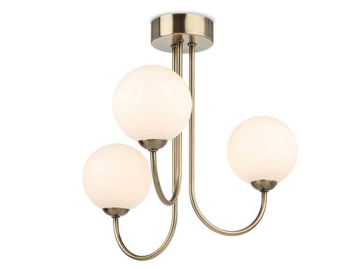 Firstlight 2886AB Lyndon 3 Light Flush Ceiling Fitting Antique Brass with Opal White Glass Firstlight - Sparks Warehouse