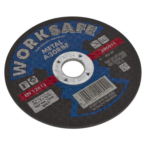 Sealey 205511 - Cutting Disc Flat Metal Ø100 x 3.2 x 16mm Consumables Sealey - Sparks Warehouse