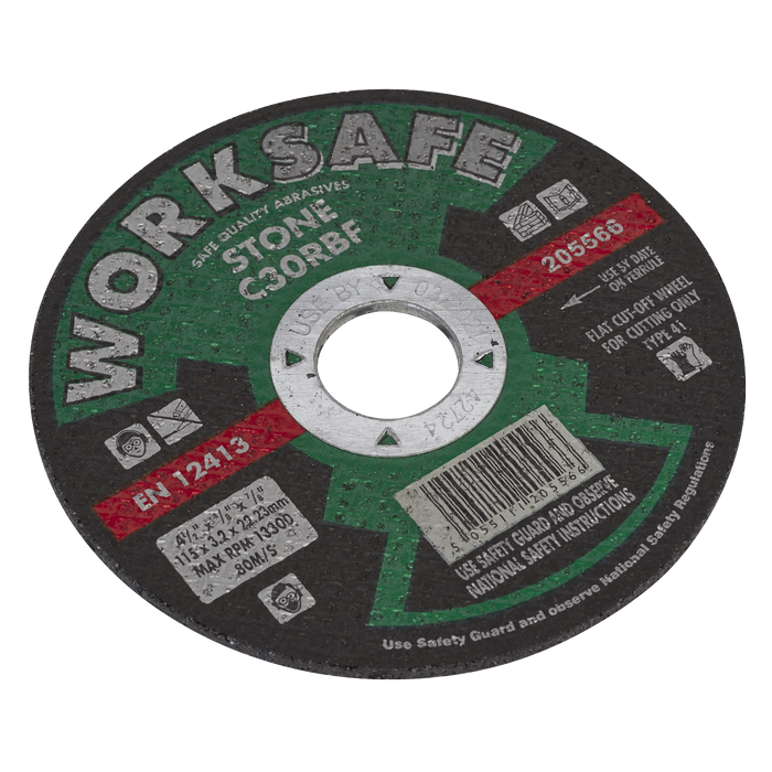 Sealey 205566 - Cutting Disc Flat Stone Ø115 x 3.2 x 22mm Consumables Sealey - Sparks Warehouse