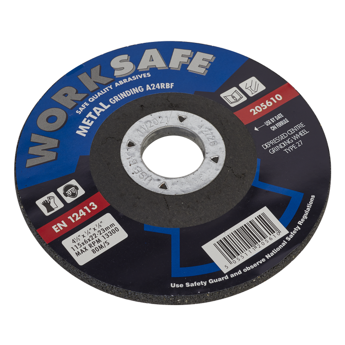 Sealey 205610 - Grinding Disc DPC Metal Ø115 x 6 x 22mm Consumables Sealey - Sparks Warehouse