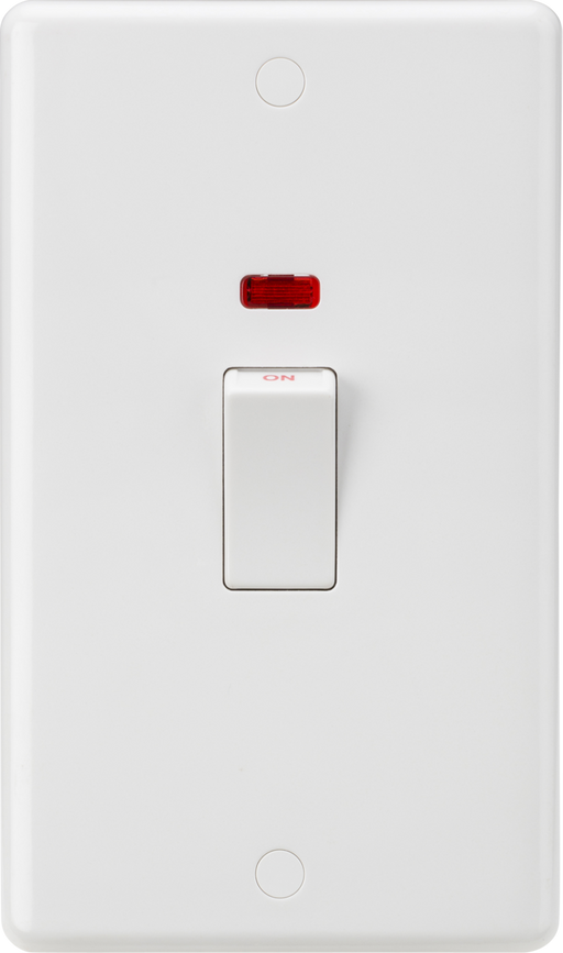 Knightsbridge CU8332NW White Curved edge 45A DP switch with neon (large) - White ROcker Light Switches Knightsbridge - Sparks Warehouse