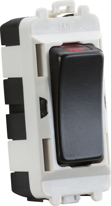 Knightsbridge GDM003MB Grid 20AX Double Pole Switch Module with Neon Matt Black Knightsbridge Grid Knightsbridge - Sparks Warehouse