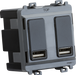 Knightsbridge GDM016MB Dual USB charger module (2 x grid positions) 5V 2.4A (shared) - matt black ML Knightsbridge - Sparks Warehouse