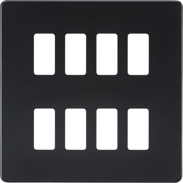Knightsbridge GDSF008MB Screwless 8G grid faceplate - Matt Black Knightsbridge Grid Knightsbridge - Sparks Warehouse