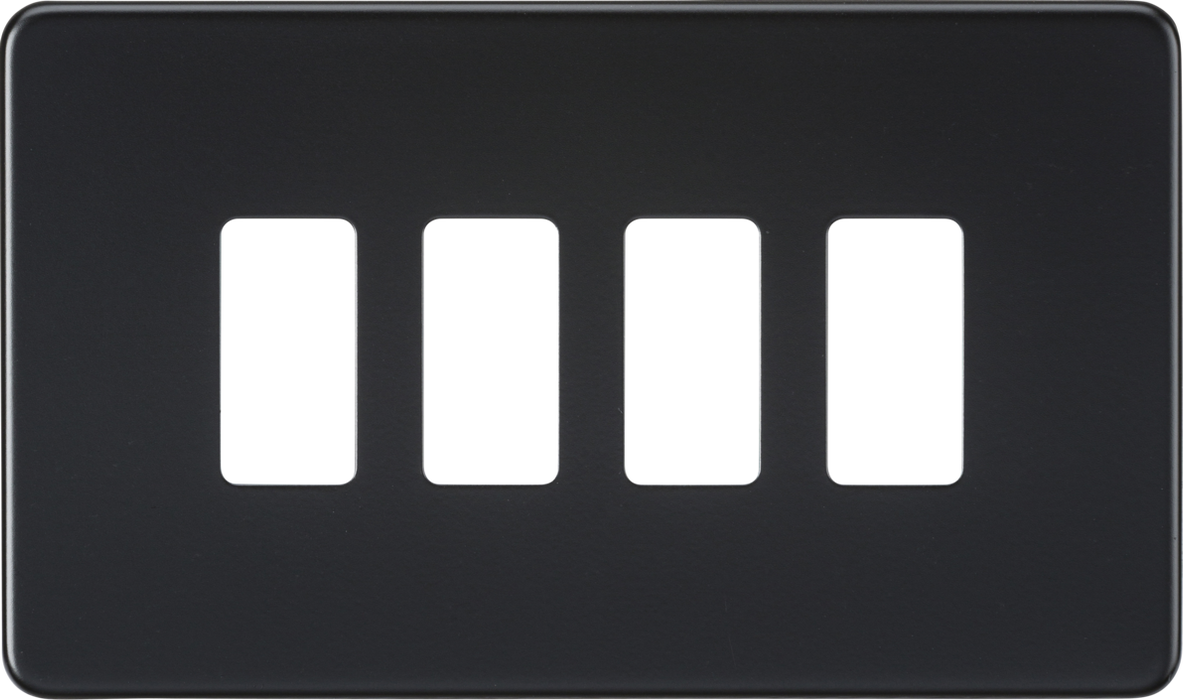 Knightsbridge GDSF004MB Screwless 4G grid faceplate - Matt Black Knightsbridge Grid Knightsbridge - Sparks Warehouse