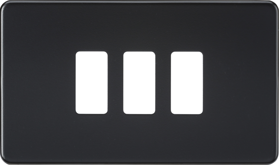 Knightsbridge GDSF003MB Screwless 3G grid Faceplate - Matt Black Frontplate Knightsbridge - Sparks Warehouse