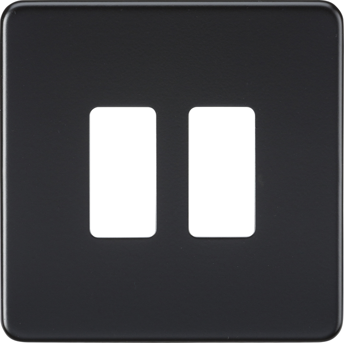 Knightsbridge GDSF002MB Screwless 2G Grid Faceplate - Matt Black Frontplate Knightsbridge - Sparks Warehouse