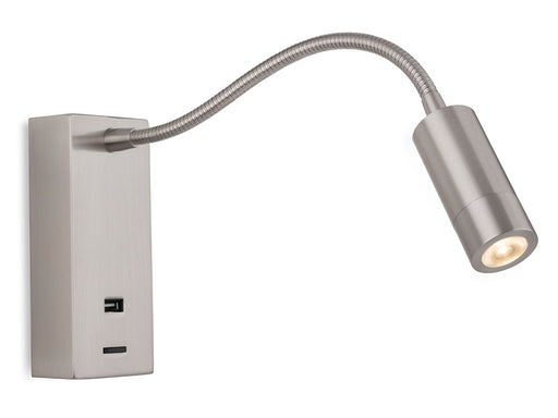 Firstlight 2895BS Clifton LED Flexi Wall Light with USB Port Brushed Steel Firstlight - Sparks Warehouse