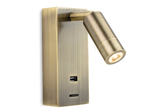Firstlight 2896AB Clifton LED Wall Light with USB Port Antique Brass Firstlight - Sparks Warehouse