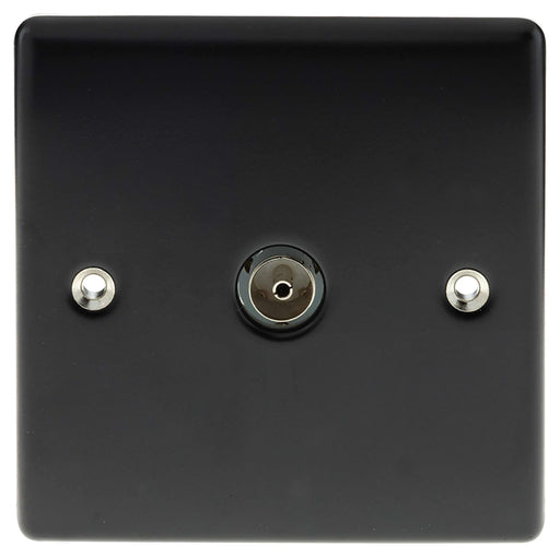BG Nexus NMB60 Metal Matt Black & Chrome Single 1 Gang Co Axial (TV) Outlet - BG - Sparks Warehouse