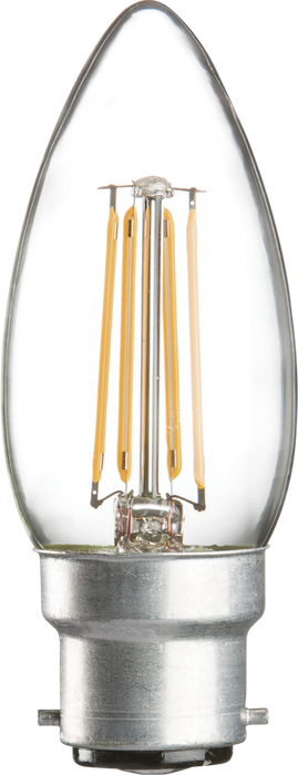Knightsbridge CLD4ABCC 230V 4W LED BC Clear Candle Filament Lamp 2700K Dimmable ML Knightsbridge - Sparks Warehouse