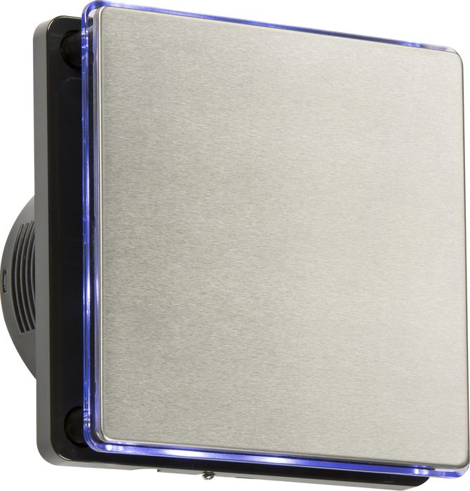 Knightsbridge EX004H LED Backlit Fan With Humidistat & Overrun Timer - Stainless Steel / Black Extractor Fan Knightsbridge - Sparks Warehouse