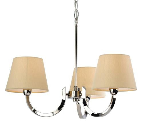 Firstlight 2321PST Fairmont 3 Light Fitting - Polished S/Stl with Cream Linen Shade - Firstlight - sparks-warehouse