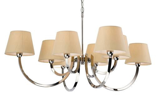 Firstlight 2323PST Fairmont 8 Light Fitting - Polished S/Stl with Cream Linen Shade - Firstlight - sparks-warehouse
