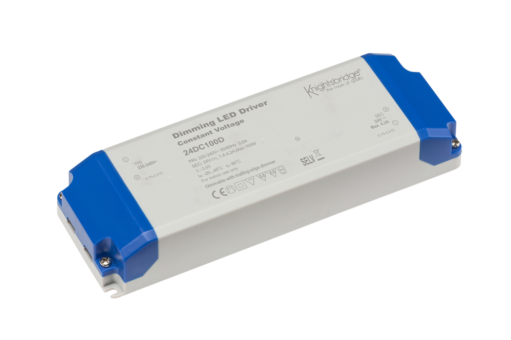 Knightsbridge 24DC100D IP20 24V 100W DC Dimmable LED Driver - Constant Voltage Transformers & Drivers Knightsbridge - Sparks Warehouse