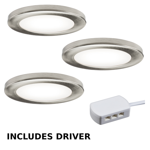 Knightsbridge UNDKIT3BCCW 230V IP20 2.5W LED Dimmable Under Cabinet Lights in Brushed Chrome - Pack of 3 - 4000K ML Knightsbridge - Sparks Warehouse