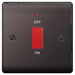 BG Nexus NBN74 Black Nickel 45A Double Pole Switch With Indicator Single Plate - BG - sparks-warehouse