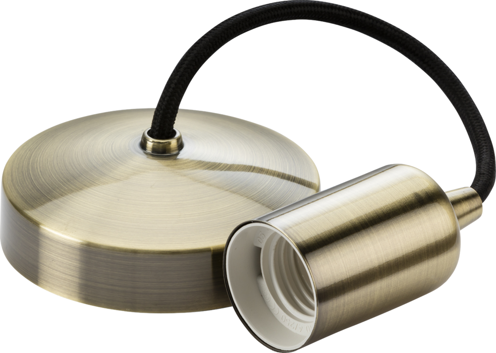 Knightsbridge 8270AB 6" E27 Contemporary Pendant Set - Antique Brass Pendant Lights Knightsbridge - Sparks Warehouse