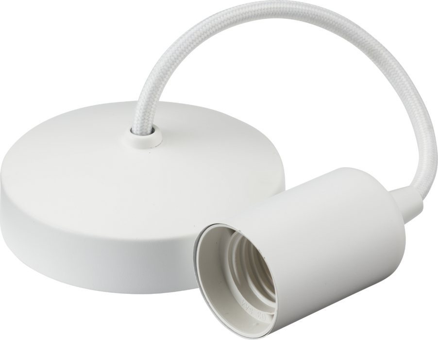 Knightsbridge 8270MW 6" E27 Contemporary Pendant Set - Matt White Pendant Lights Knightsbridge - Sparks Warehouse