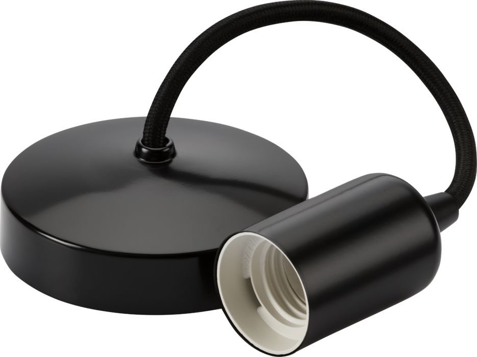 Knightsbridge 8270MB 6" E27 Contemporary Pendant Set - Matt Black Pendant Lights Knightsbridge - Sparks Warehouse