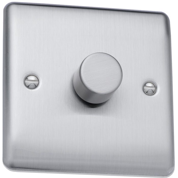Caradok 400W 1gang 2way dimmer switch Brushed Chrome, Metal Switch, Grey Insert Caradok - The Curve - Brushed Steel Caradok - Sparks Warehouse
