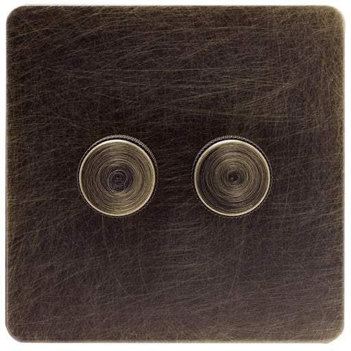 Screwless Antique Brass Dimmer Switch - 2 Gang - The Georgian Caradok - Georgian - Antique Brass Caradok - Sparks Warehouse