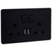 2g Matt Black Socket With USB Outlets- The Screwless - Caradok