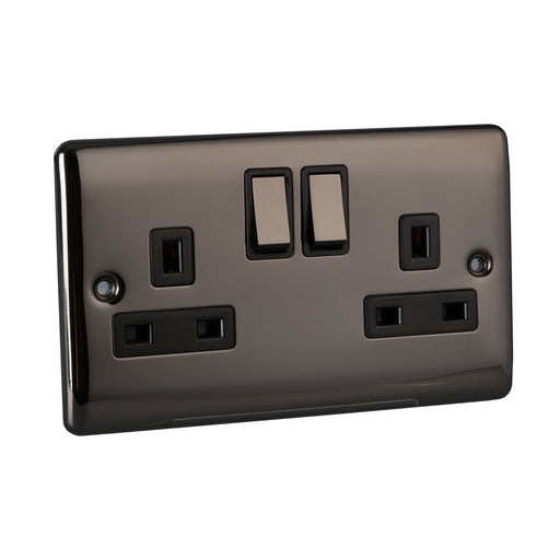Caradok 2 Gang Double Pole switched socket - Black Nickel Caradok - The Curve - Black Nickel Caradok - Sparks Warehouse