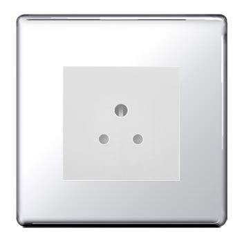 BG FPC28W Screwless Flat Plate Polished Chrome 2A Unswitched Round Pin Socket - White Insert - BG - sparks-warehouse