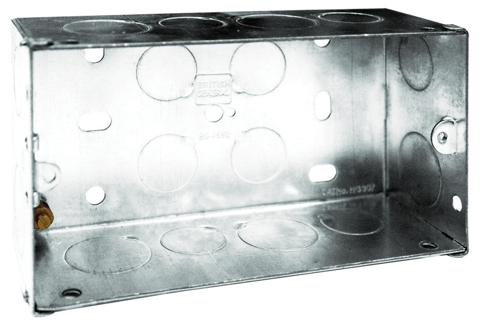 BG HGS07 2 Gang 47mm Galvanised Pressed Steel Box - BG - sparks-warehouse