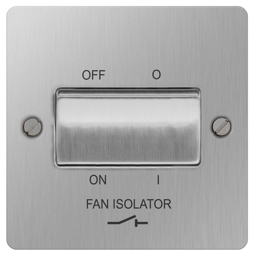 BG SBS15 Flat Plate Brushed Steel 10A Fan Isolator Switch - BG - sparks-warehouse