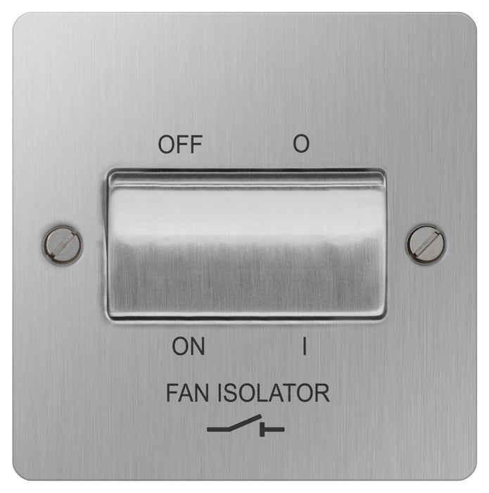 BG SBS15 Flat Plate Brushed Steel 10A Fan Isolator Switch - BG - sparks-warehouse