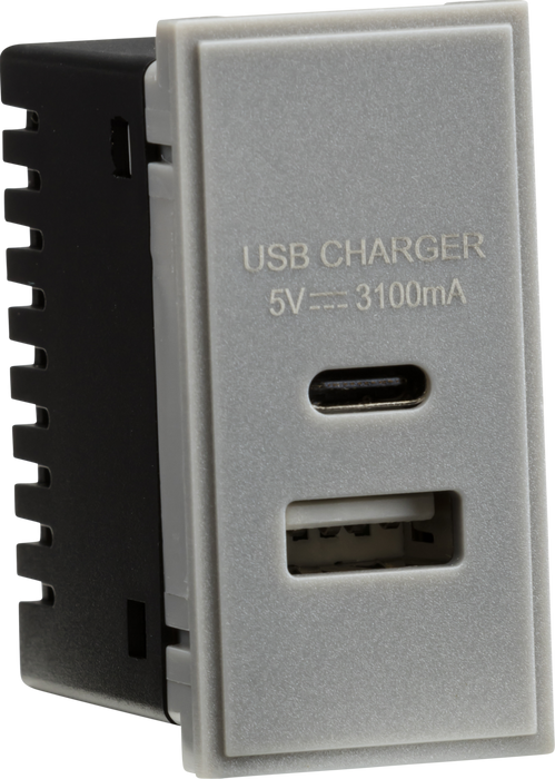 Knightsbridge NETUSBCGY Modular Dual USB Charger 5V DC 3.1A - Grey Modules Knightsbridge - Sparks Warehouse