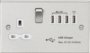 Knightsbridge CS7USB4BCW 13A switched socket with quad USB charger (5.1A) - brushed chrome with white insert ML Knightsbridge - Sparks Warehouse