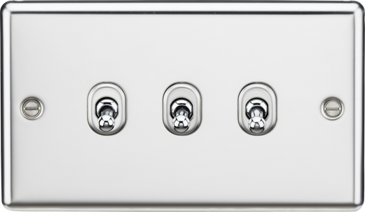 Knightsbridge CLTOG3PC 10AX 3G 2 Way Toggle Switch - Rounded Polished Chrome Finish ML Knightsbridge - Sparks Warehouse